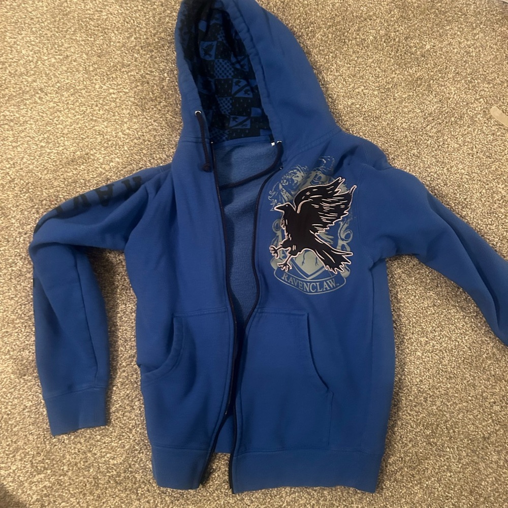 Blue Kids Hoodie with Raven Design